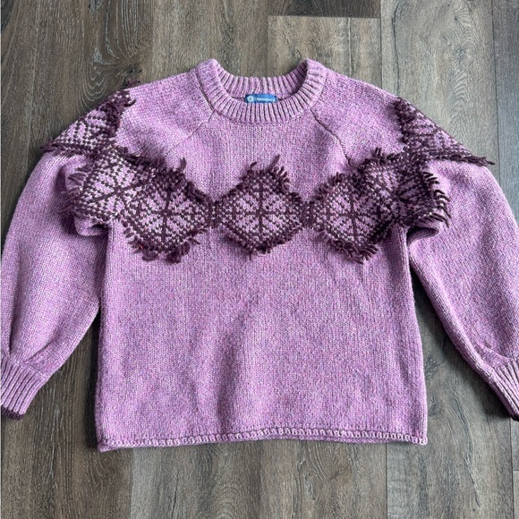 Democracy Sweater.  Women’s size small.  Purple with brown accents. - Picture 1 of 7
